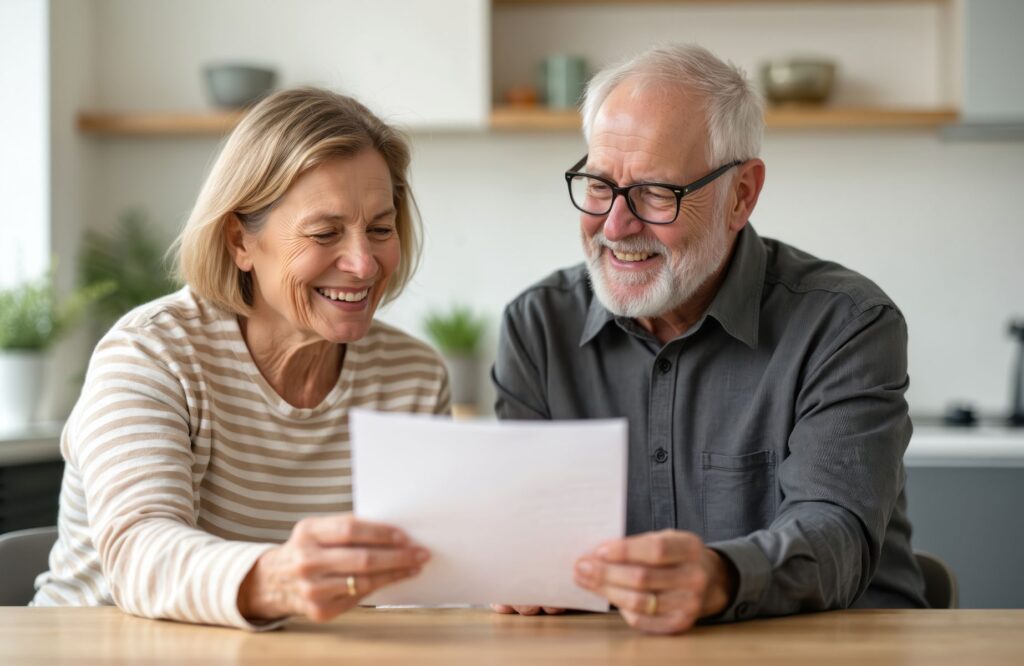 couple de seniors en EHPAD découvrant s'ils sont exonérés de la taxe d'habitation