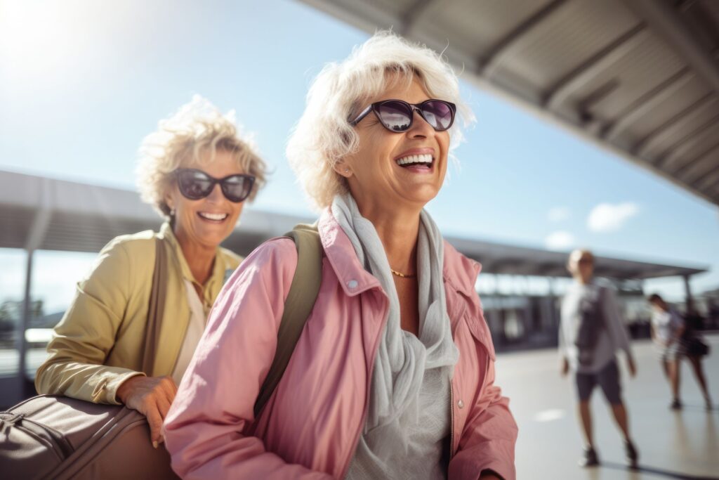 seniors prenant le train pour partir en vacances