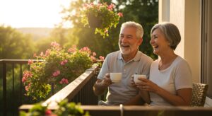 Dans une petite maison pour seniors : café du matin, jardin partagé et visites des voisins