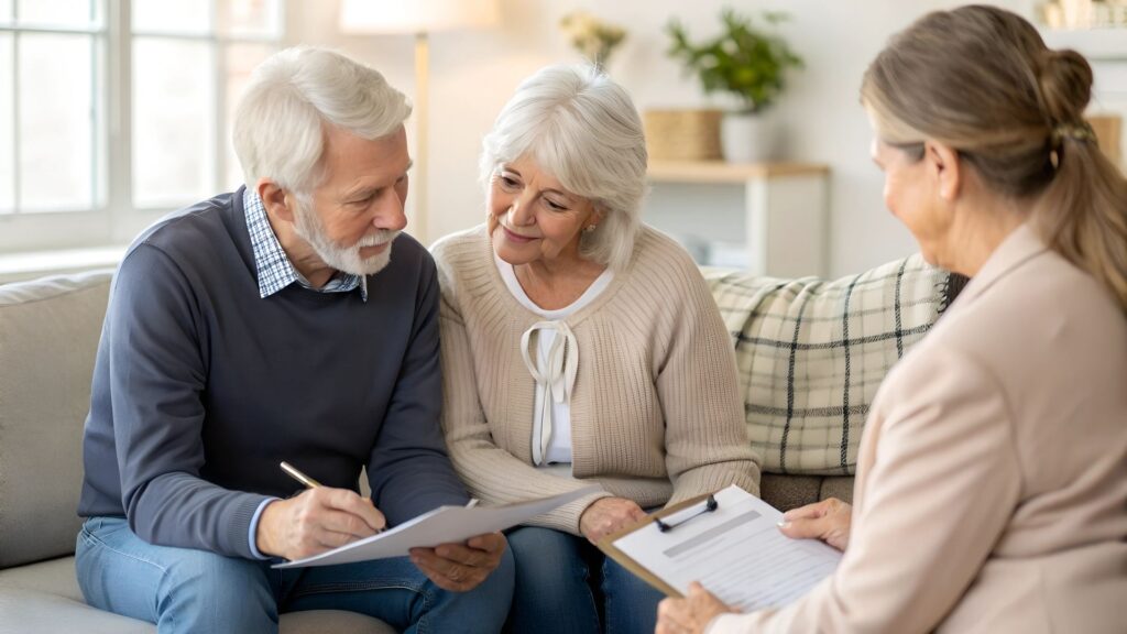 Seniors qui évaluent le prix d'un EHPAD dans Paris ou dans les Hauts-de-Seine
