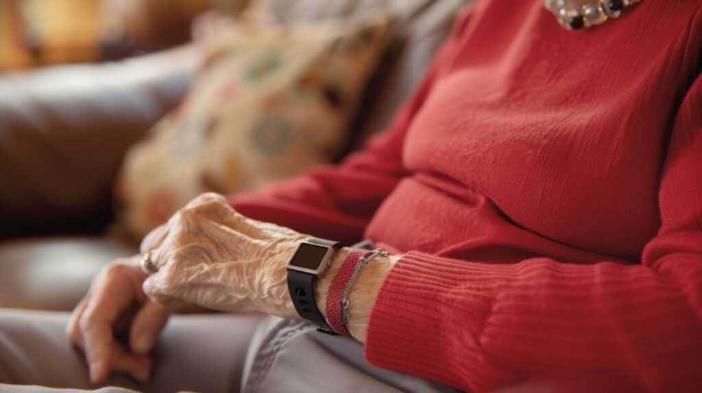 Senior qui dispose d'un bracelet GPS en cas de fugue