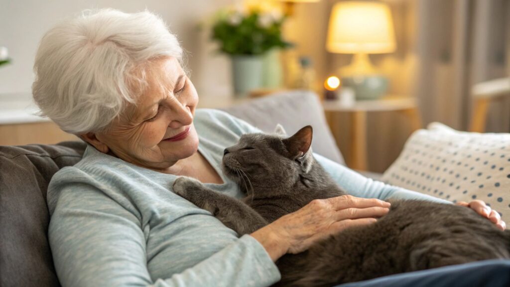 Senior en EHPAD avec son chat stérilisé, vacciné, identifié et propre à la litière