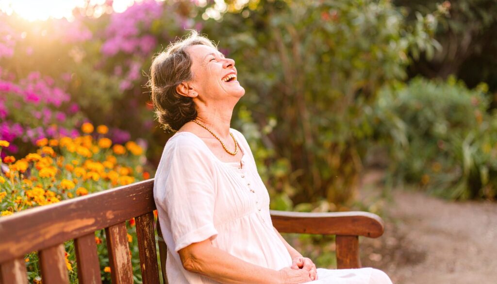 Senior dans un jardin d'agrément