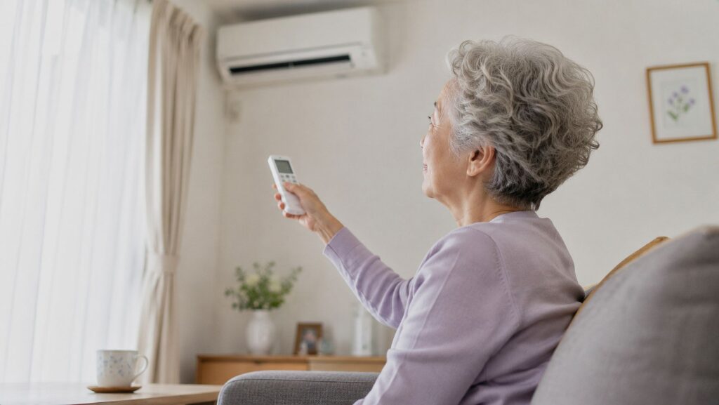 Senior qui bénéfice d'une climatisation en EHPAD