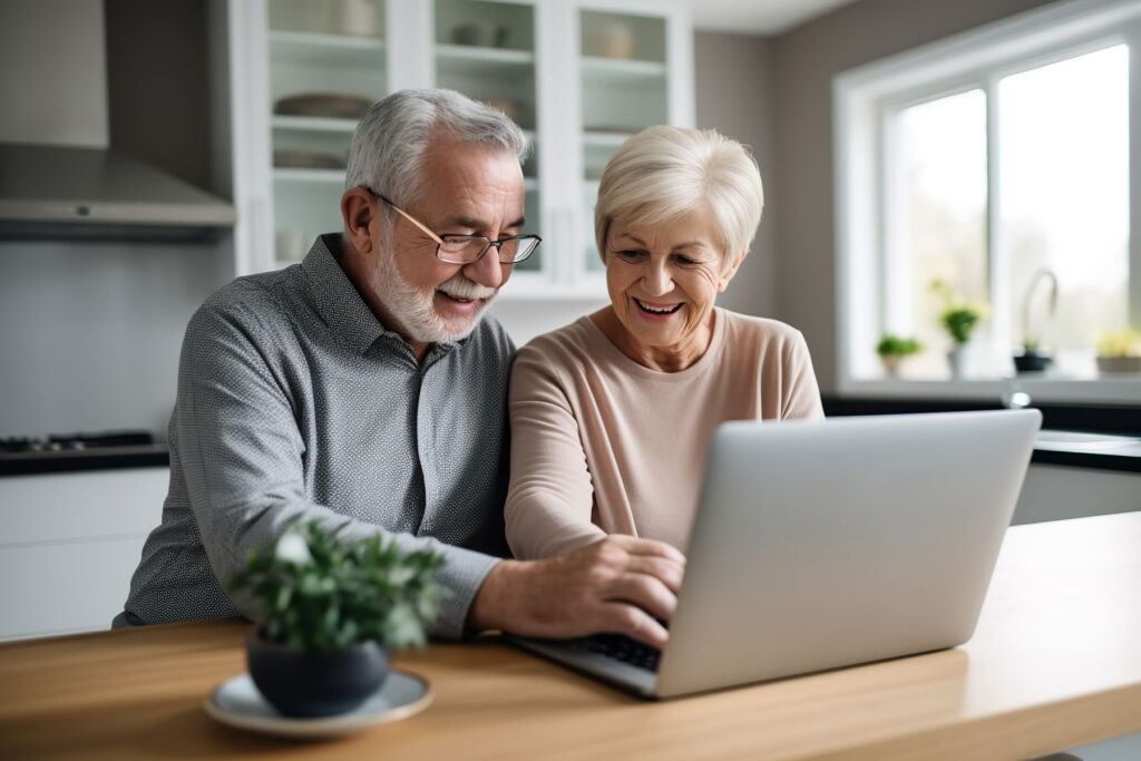 Seniors qui consultent le rapports HAS d'un EHPAD
