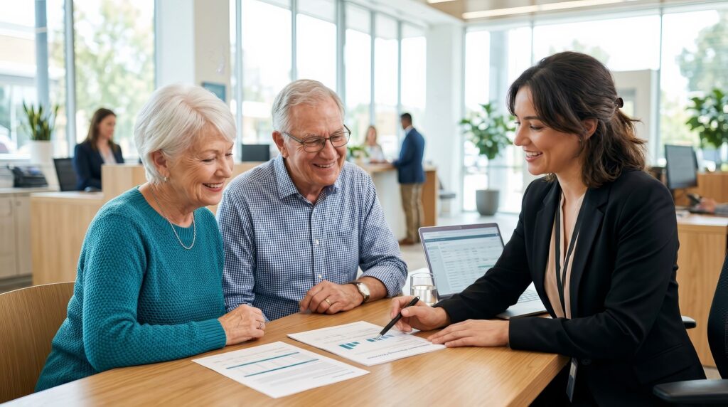 Seniors qui posent des questions à l'EHPAD sur le turnover