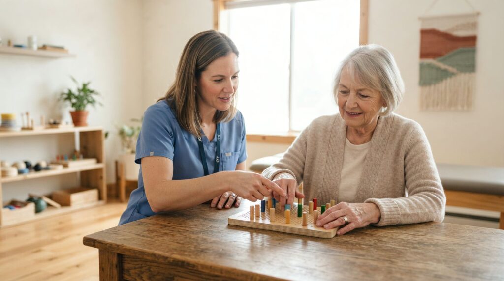 Senior qui profite des bien faits des animations en EHPAD
