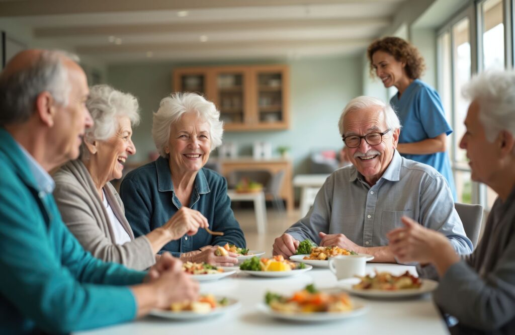 Seniors qui proposent d'un moment de convivialité en résidence